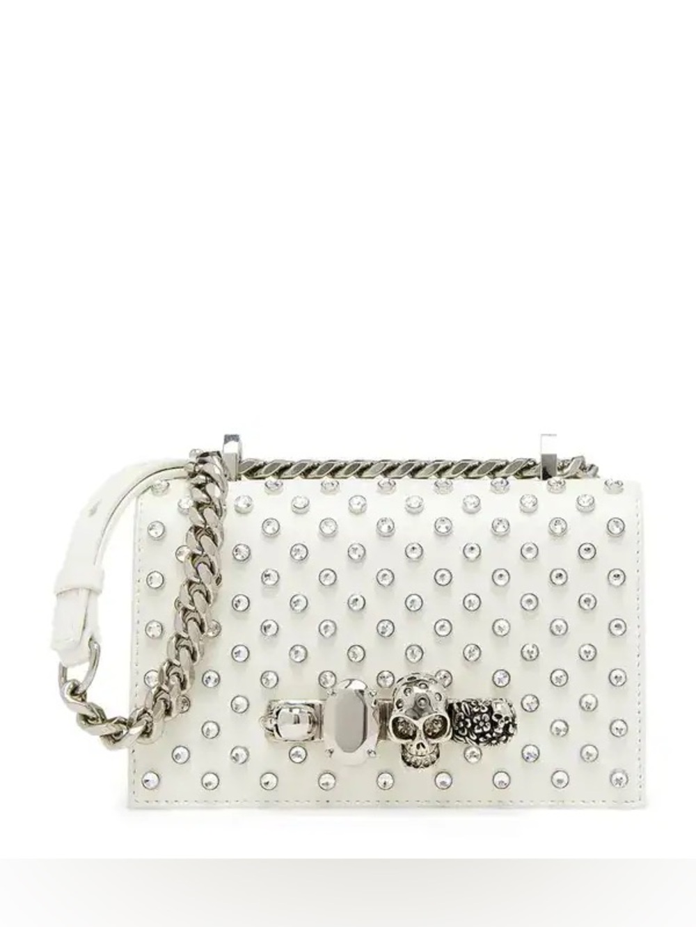 Alexander McQueen White Jewelled Satchel
